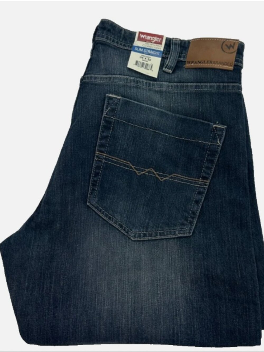 Wrangler Branded Collection Slim Straight Jeans Men's Size W34 L32 Blue New
